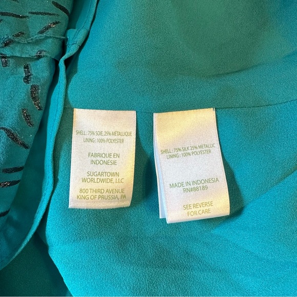 Lilly Pulitzer Caline Silk Top in Teal Clip Long Sleeve size Large NWT - Picture 12 of 14